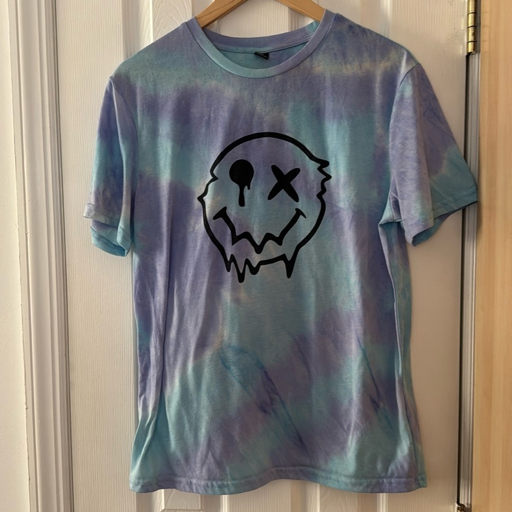 Tie-Dye Graphic Tee with Smiley Face